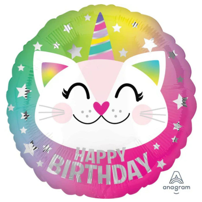 18" Caticorn Happy Birthday foil Balloon