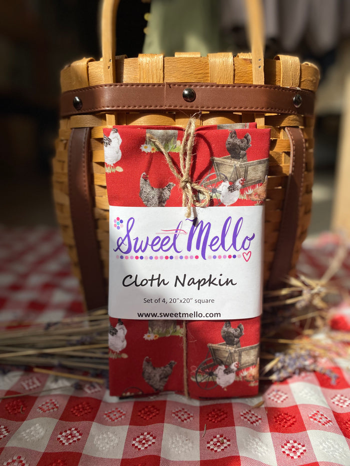 Cloth Napkins / Milk Can Chickens Brick Red