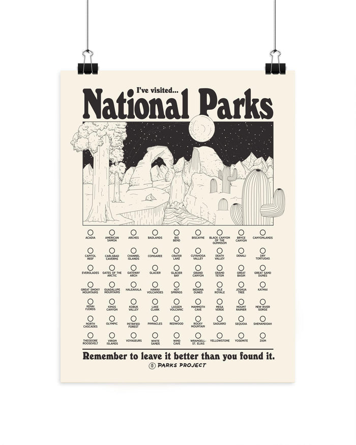 Shop Adventure Responsibly National Parks Fill In Poster Inspired by our National Parks | multi-color