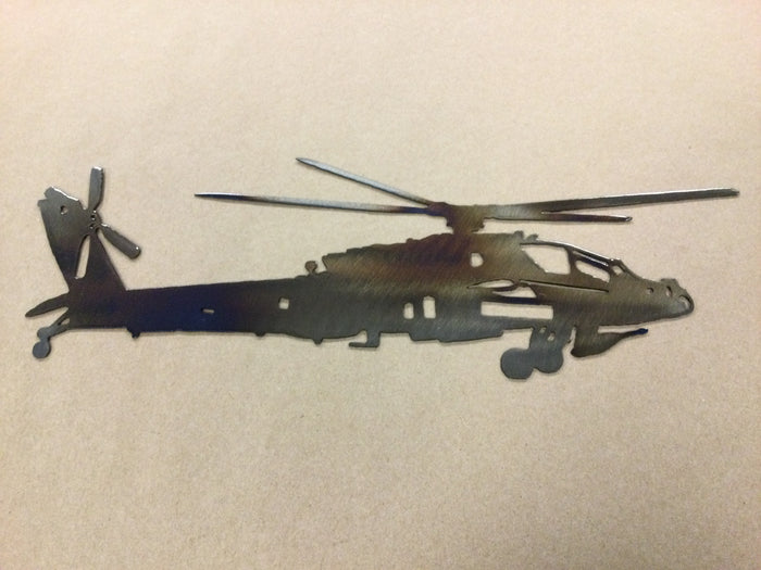 AH-64 Apache Helicopter Silhouette - cut steel wall art