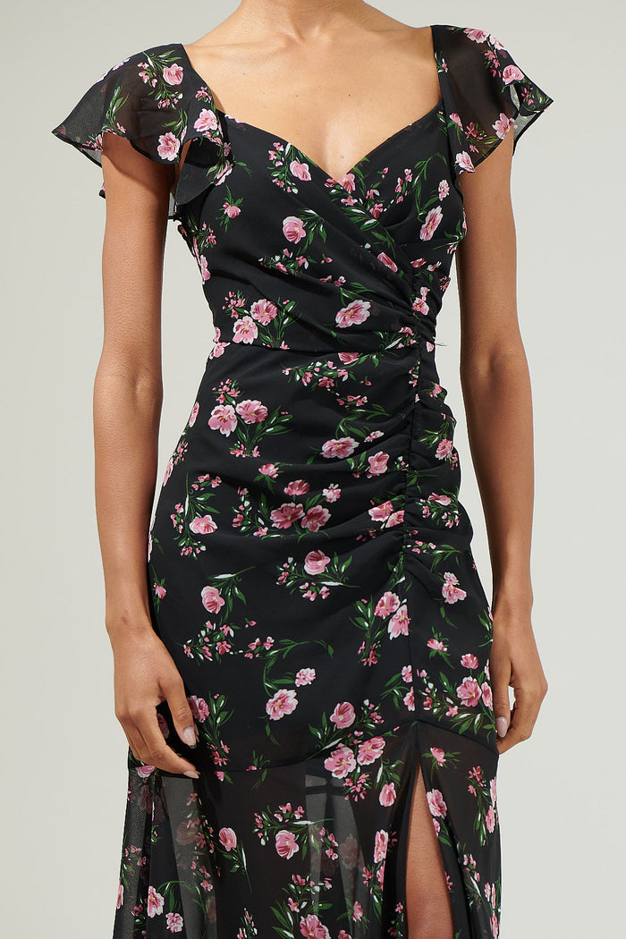 Albany Floral Nadia Ruched Midi Dress