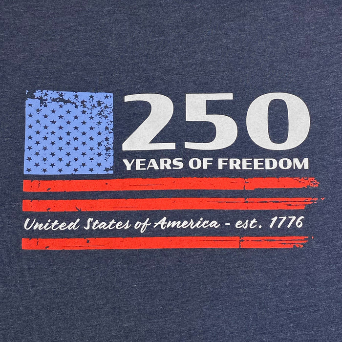 America's 250th Years of Freedom Flag Long Sleeve T-Shirt (Vintage Navy)