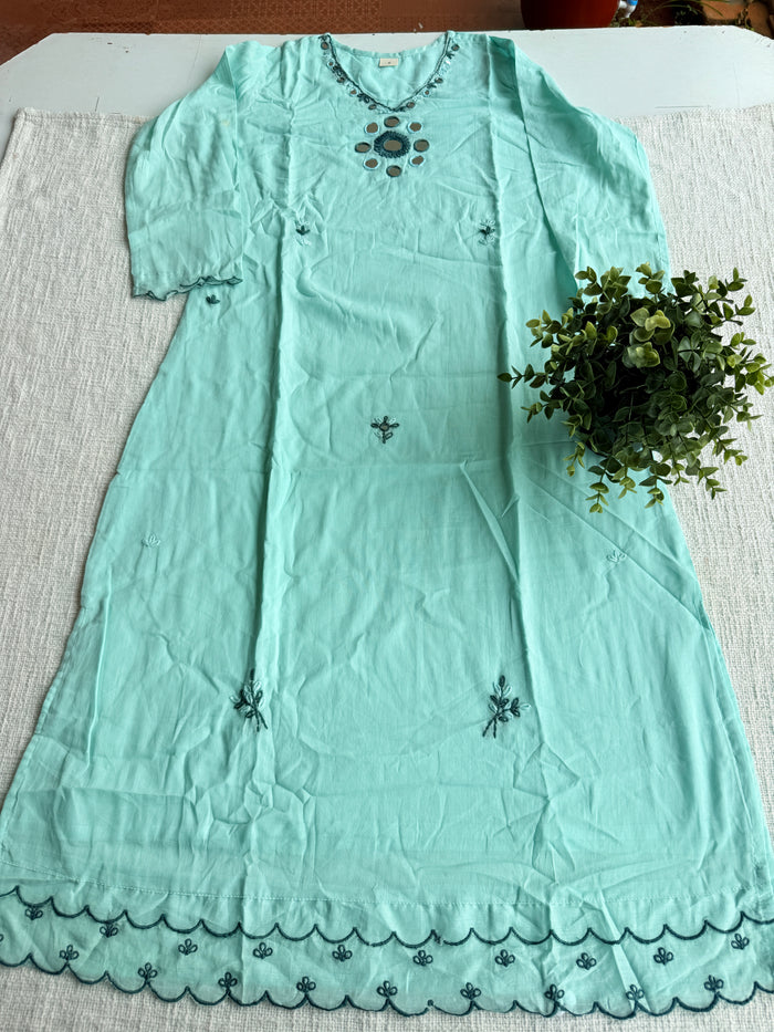 Aqua blue pure cotton suit set