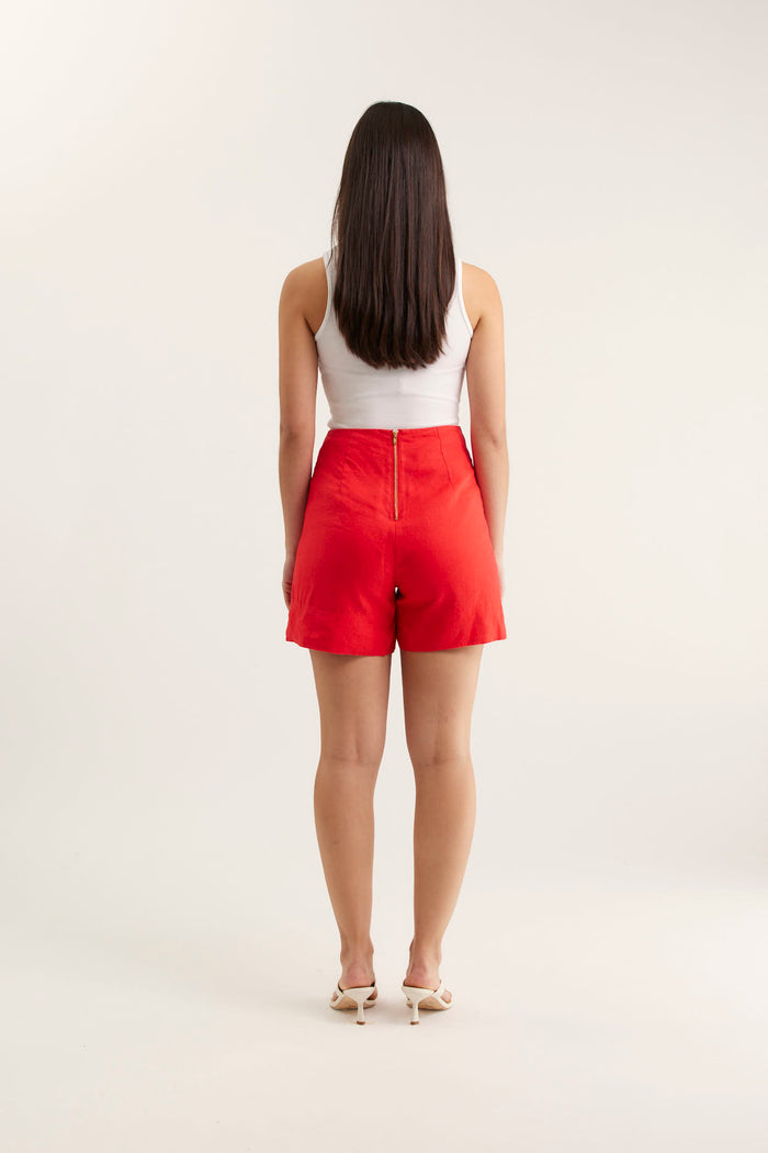 Atlas Linen Short In Red