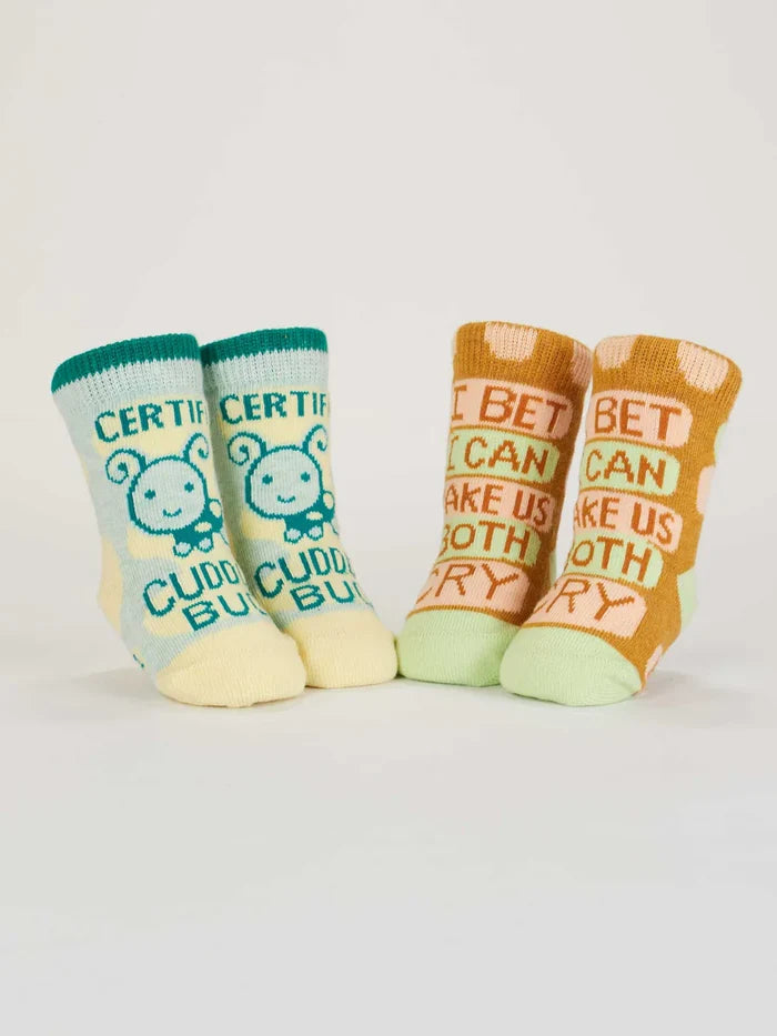 Blue Q Baby Socks Set of 2 Pairs - 'Cuddle Bug' / 'I Bet I Can Make Us Both Cry'