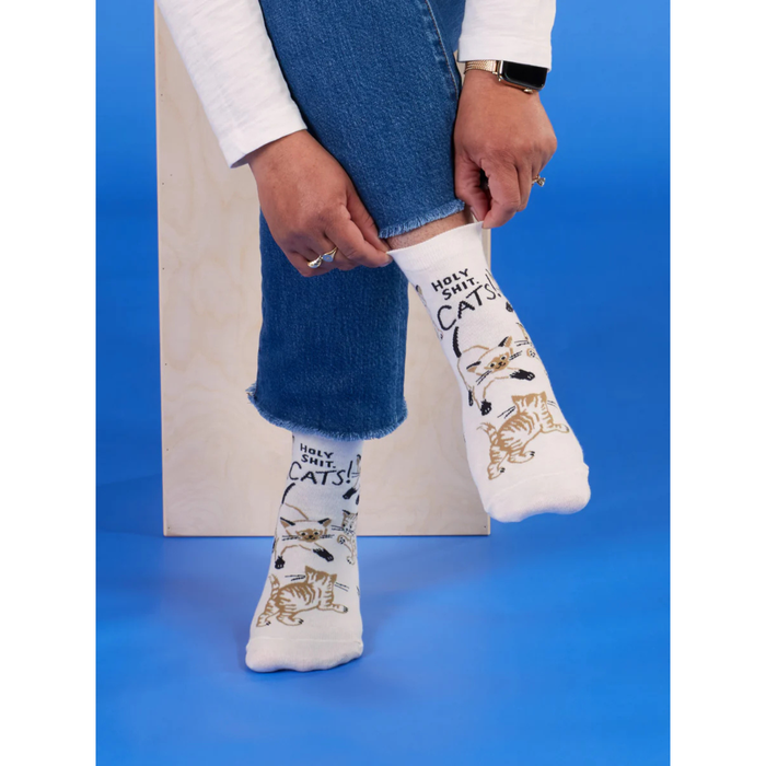 Blue Q Women's Ankle Socks 'Holy Shit. Cats!'