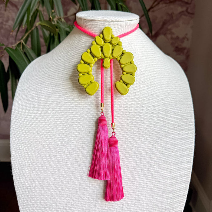 Bolo Naja Olive Green with Neon Pink & Fuchsia