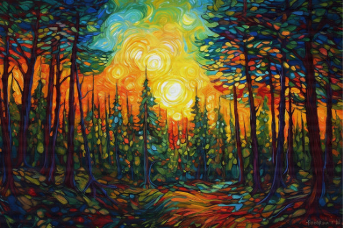 Breathtaking Forest Landscape Northern Lights