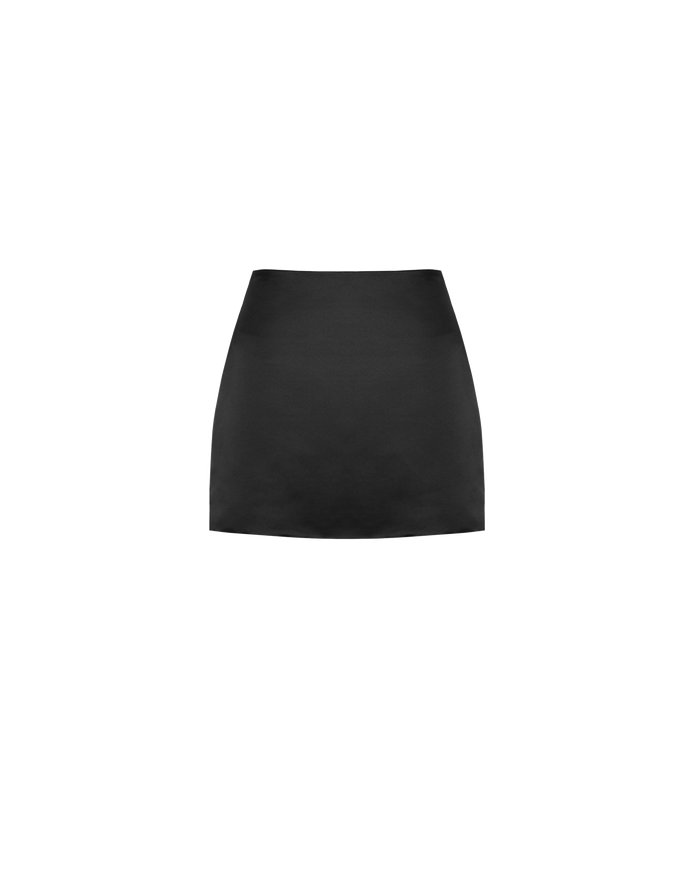 CHER SATIN MINI SKIRT BLACK