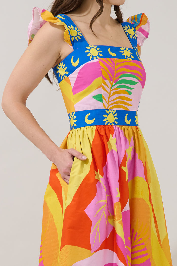 Citra Smocked Midi Dress Tropical