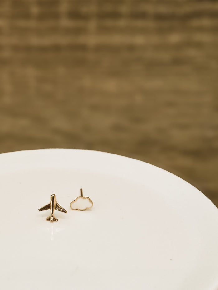 Adorable Cloud and Airplane Stud Earrings Rooted Home Goods