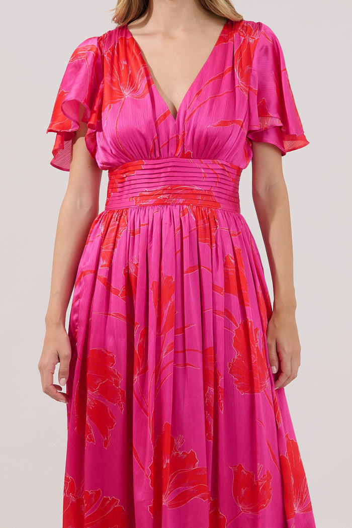 Eloray Pleated Maxi Dress Gleny Floral