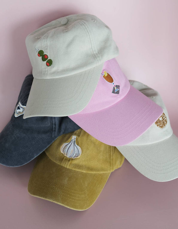 Embroidered Hat - Garlic: Washed Mustard Color