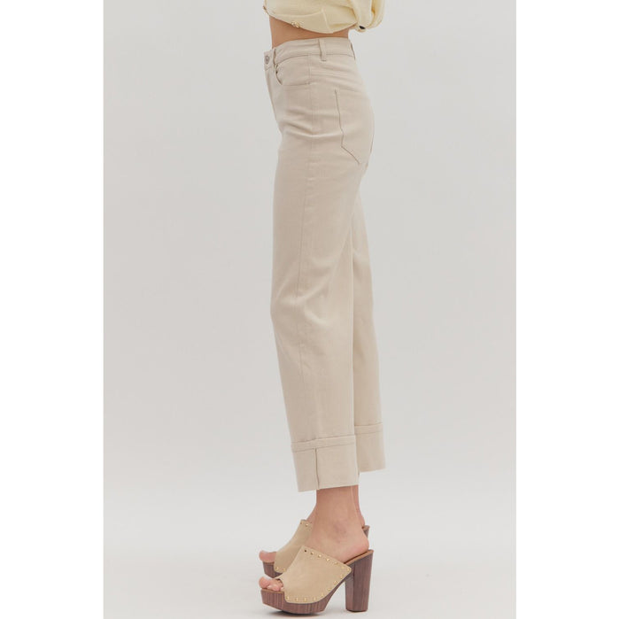 ENTRO - Mid Rise, Ankle Pants 7856 - Sand