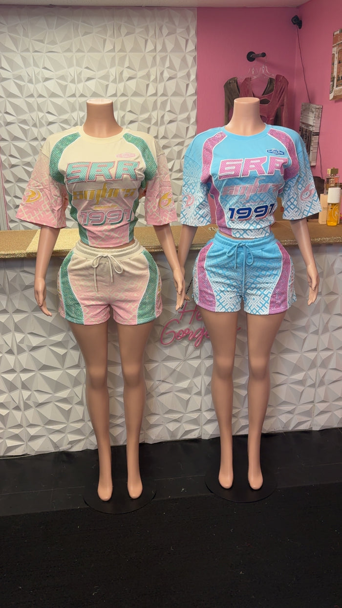 Fly Girl Short Set ( Blue)