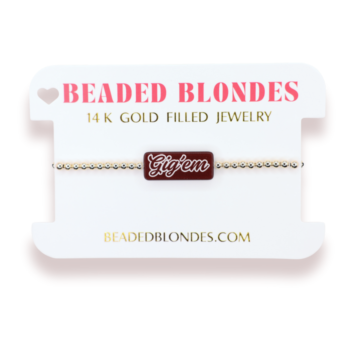 Gig ‘Em Block Bracelet on Gold