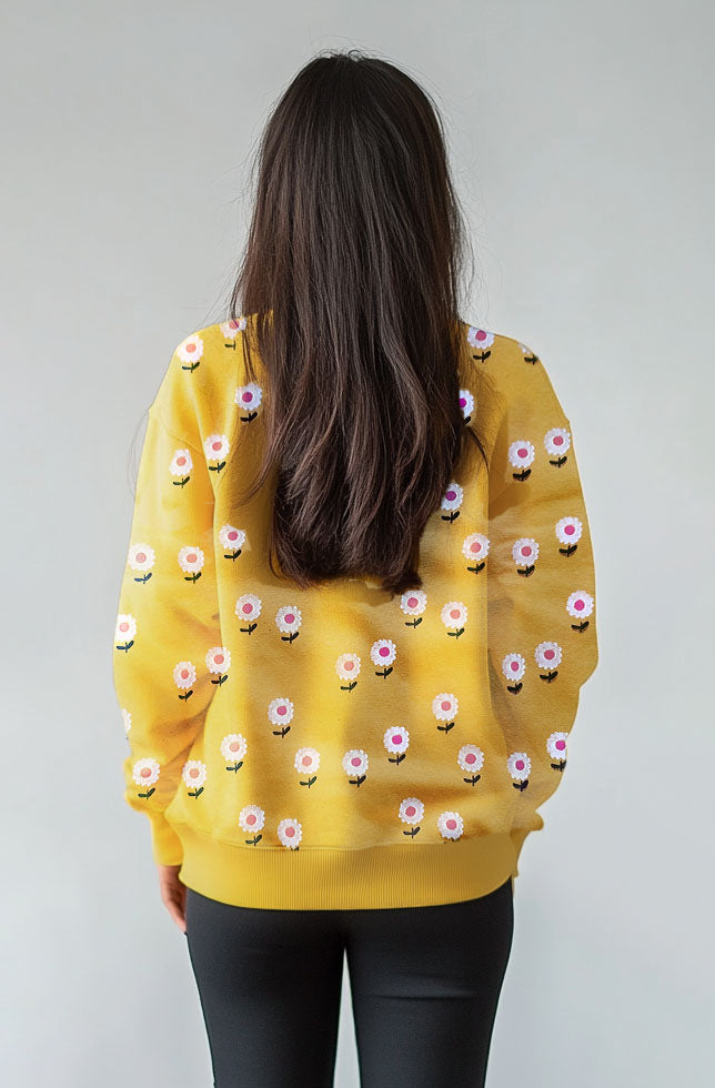 Girls Full Sleeves Sweat Shirt (Fleece) flowers - Hinz Clothing