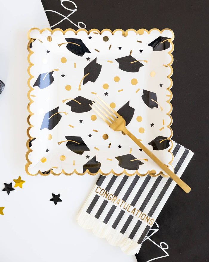 Graduation Cap Scatter Paper Plates