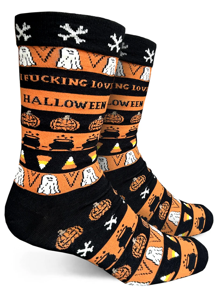 Groovy Things Co. Men's Crew Socks 'I Fucking Love Halloween'