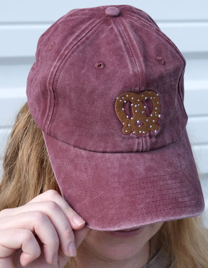 Idlewild Embroidered Washed Burgundy Hat - Pretzel