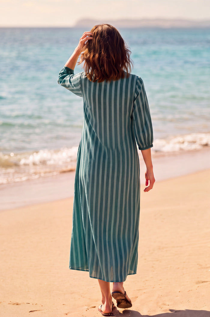 Itisha Striped Dress | Teal/ Blue