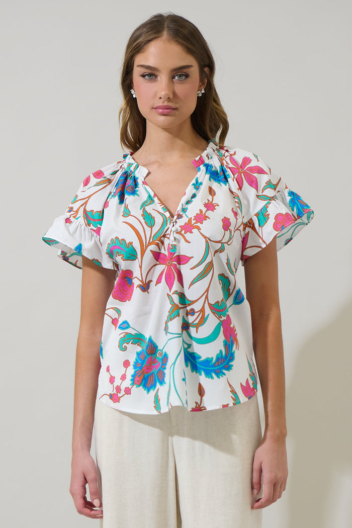 Izzie Floral Macy Ruffle Top