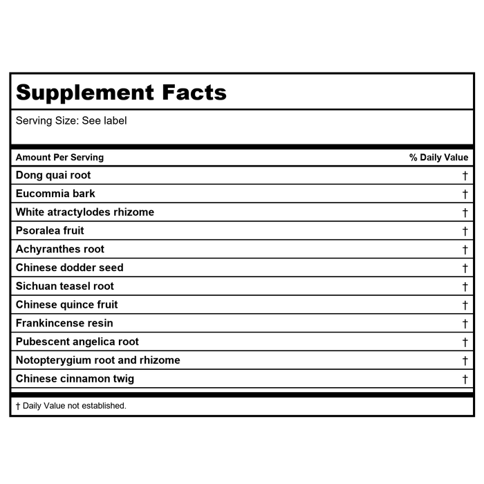 Kan Herb Angelica and Eucommia Support 2 Ounce - Supplement Facts panel