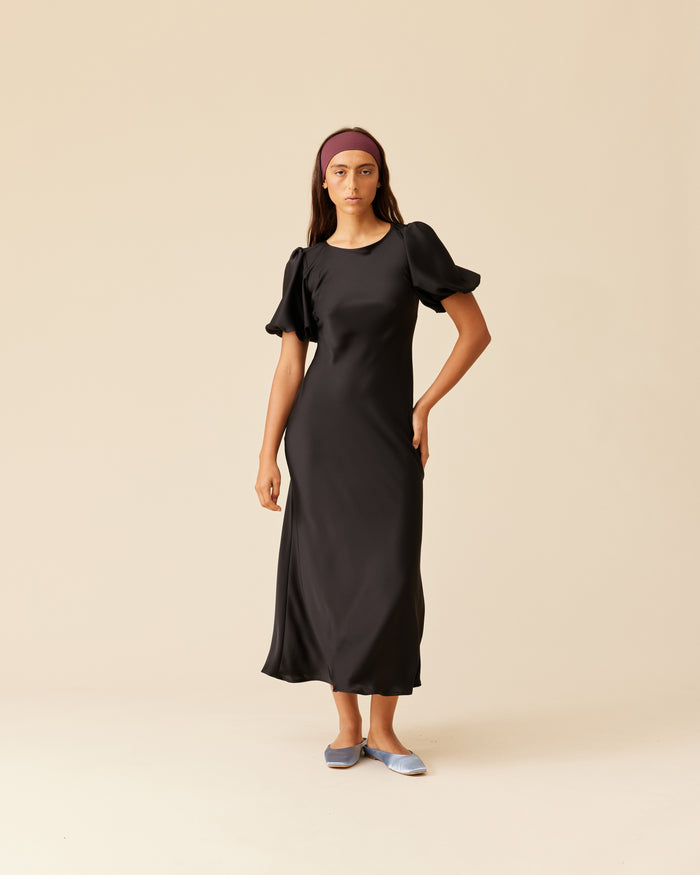 KENDALL SATIN DRESS BLACK