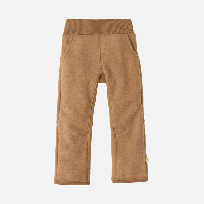 Kids Boiled Wool Pull On Trousers - Caramel
