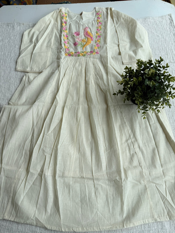 Knot emb pure cotton suit set