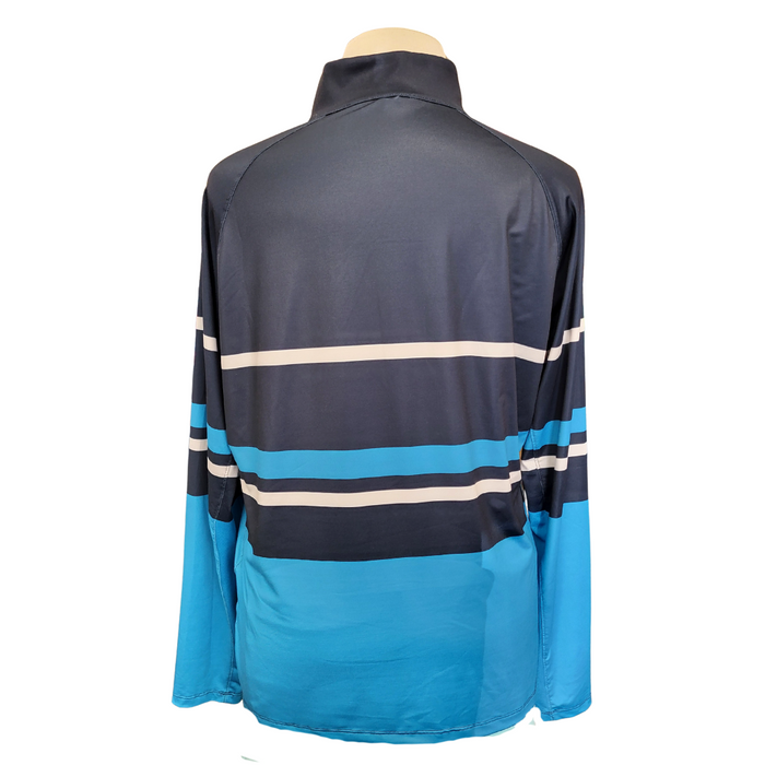 Lady Hagen Navy, Blue & White Striped Zip Mock Golf Pullover Size XXL