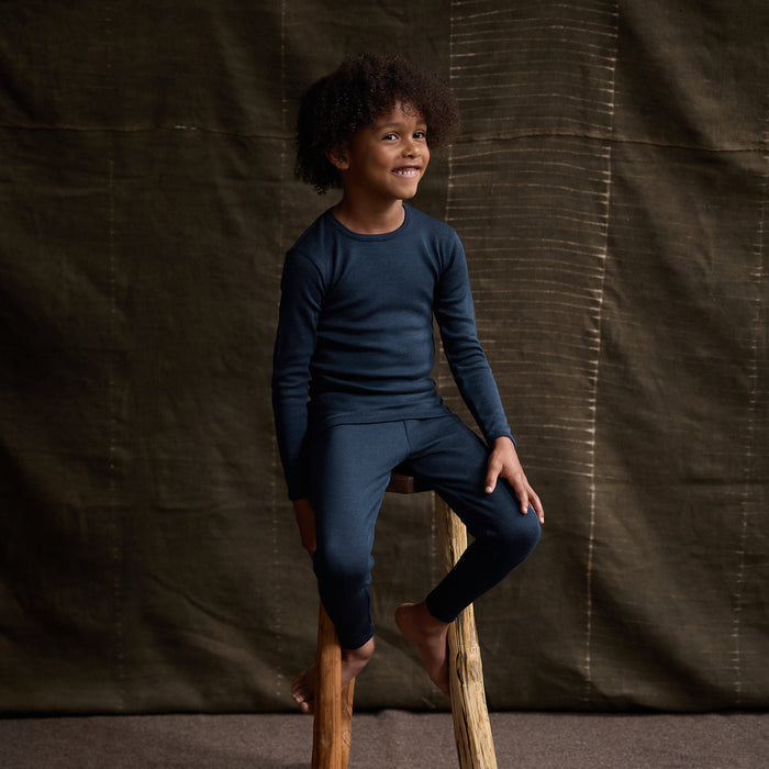 Lark Baby & Kids Top - Merino Wool & Silk - Night Ocean