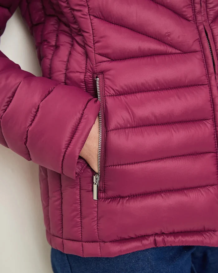 Lightly Padded Quilted Jacket - Berry