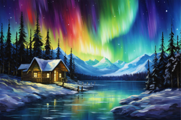 Log Cabin Northern Lights