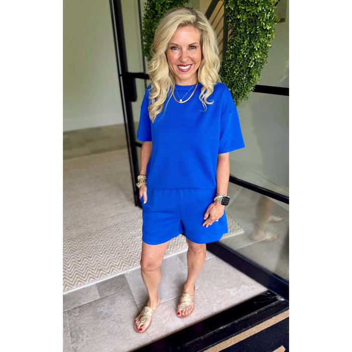 Luxe Sand Wash Rib Tee & Shorts Set 5898 – Dark Indigo