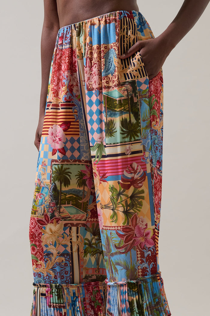 Melani Tropical Gabby Pleated Ruffle Pants