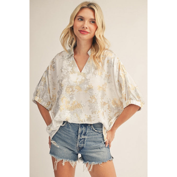 Metallic Dolman Sleeve Top 3482 – Champagne Gold
