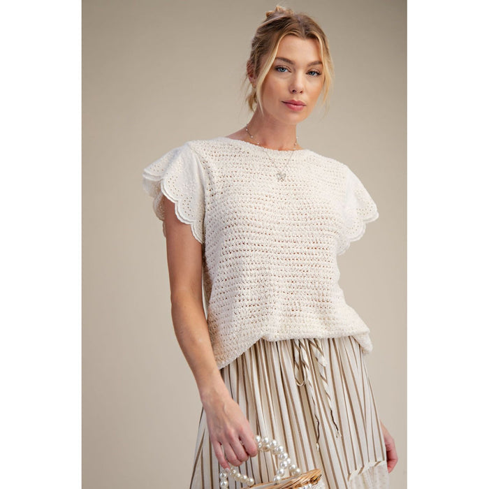 Natural Wing Sleeve Knitted Sweater Top 9016