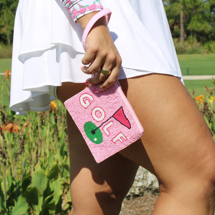 New Pink "Golf" Beaddie Wristlet