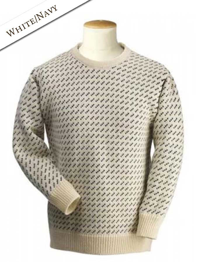 Norwegian Sweater - White with Navy #color_white-with-navy