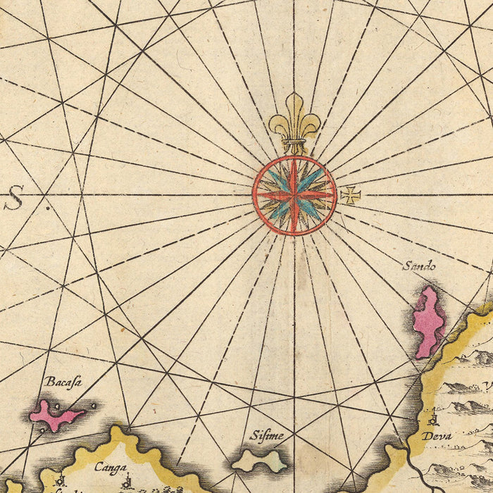Old Map of Japan and Korea by Visscher, 1690: Tokyo, Osaka, Sapporo, Pyongyang, Mount Fuji