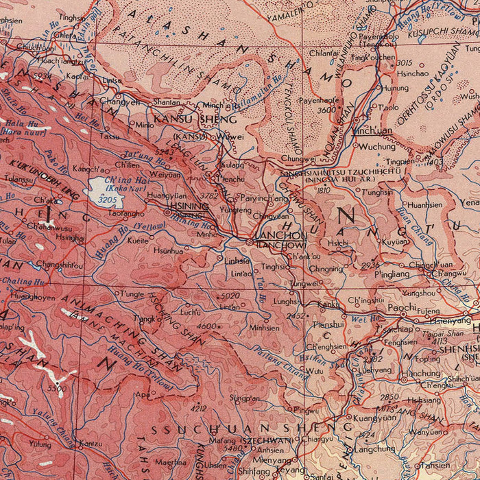 Old Map of Mongolia and China, 1967: Korea, Taiwan, Detailed Political and Physical Atlas