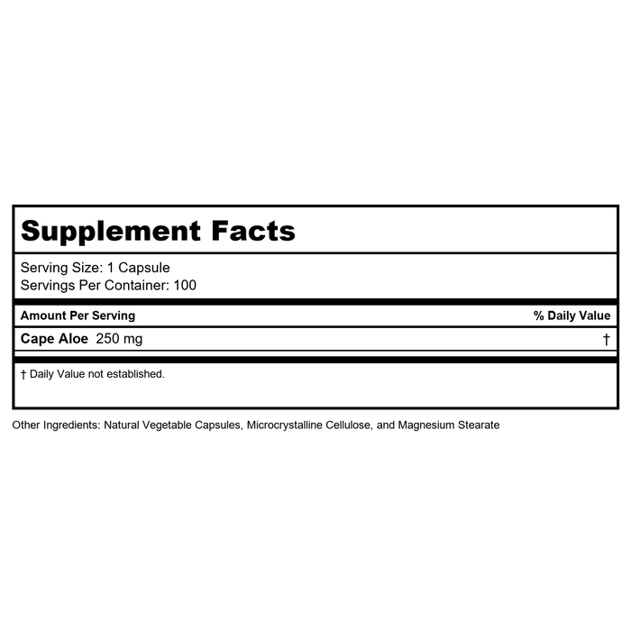 Ortho Molecular - Super Aloe 250 - 100 Capsules - Supplement Facts panel