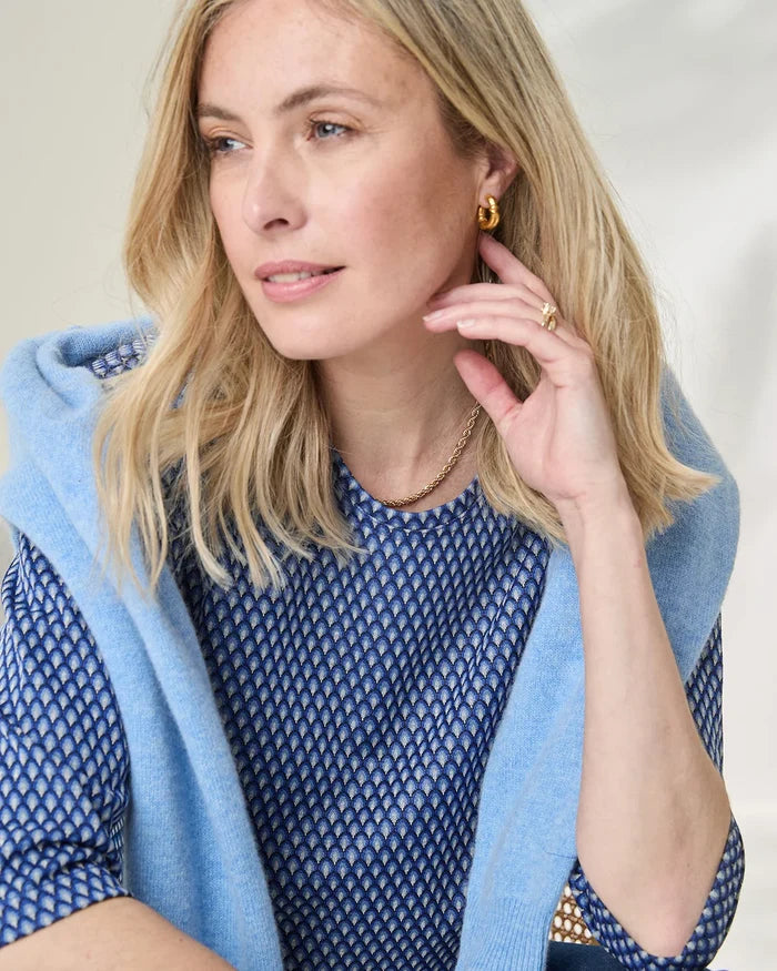 Patterned Crew Neck Dolman Sleeve Top - Renee