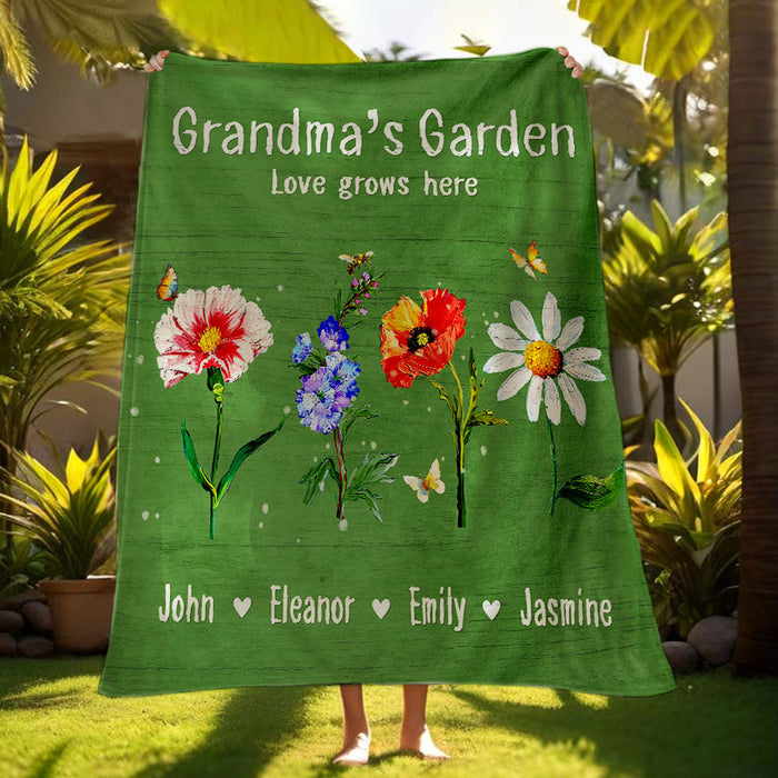 Personalized Blankets for Grandma | Custom Grandma’s Garden Blanket