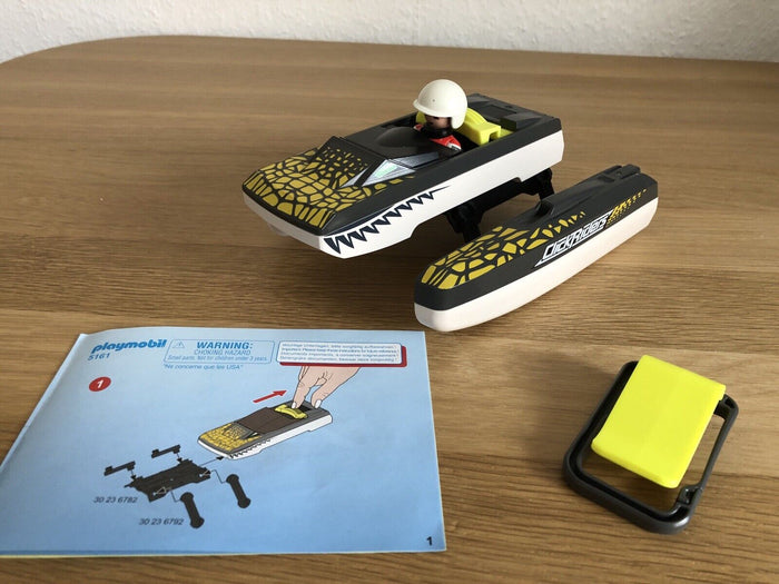 Playmobil 5161 Click & Go Croc Speedboat with Instructions and Open Box