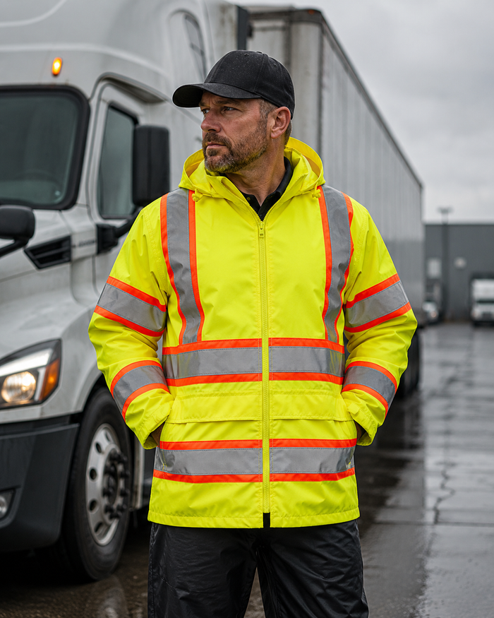 Portwest Hi-Vis X Back Contrast Tape Rain Jacket