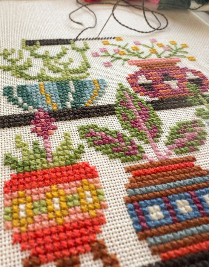 Pot Shop Counted Cross Stitch Sampler Pattern, Satsuma Street