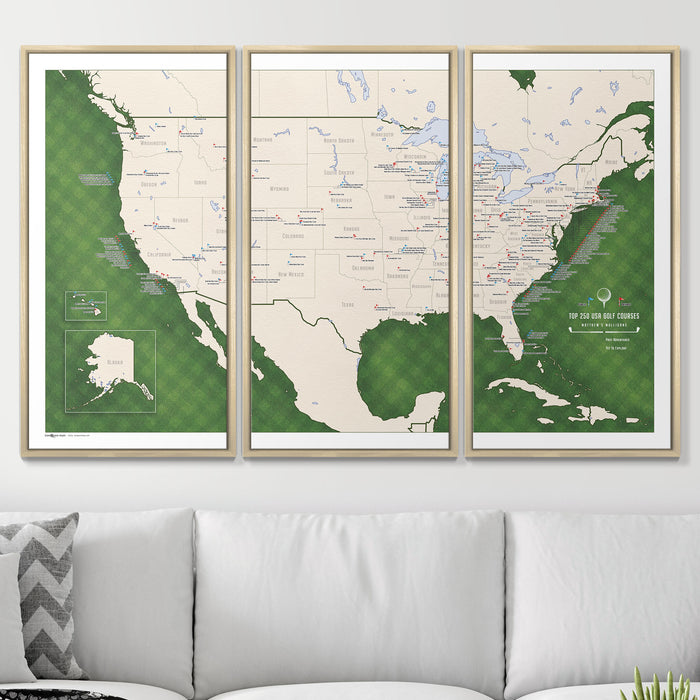 54" x 36" 3-Panel / Standard / Natural Oak