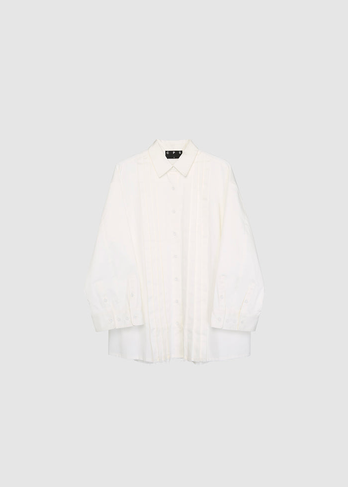 RAW-HEM PLEATED SHIRT